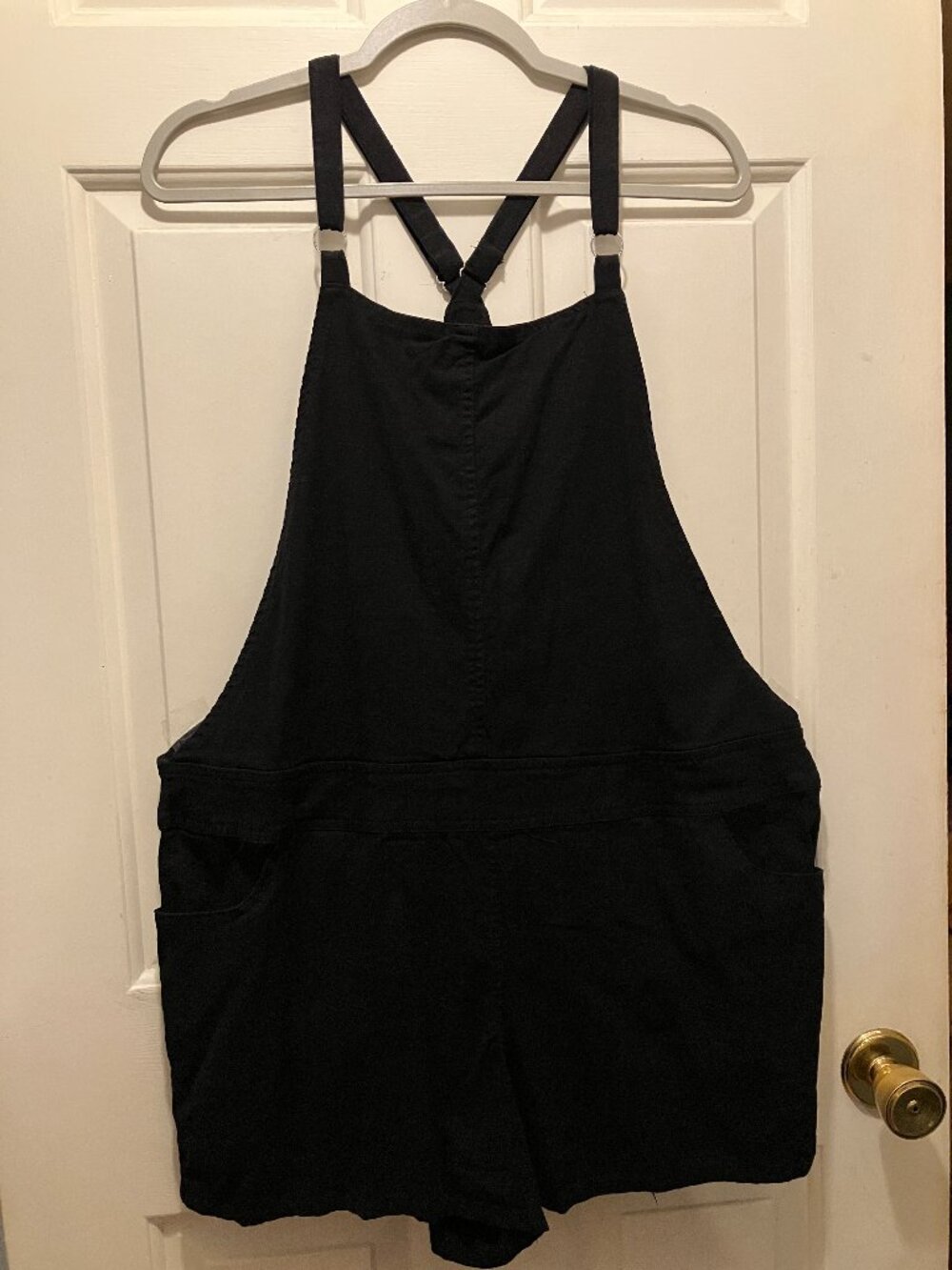 Torrid Size 1 (14-16) Black Short Linen Overalls Romper with Pockets